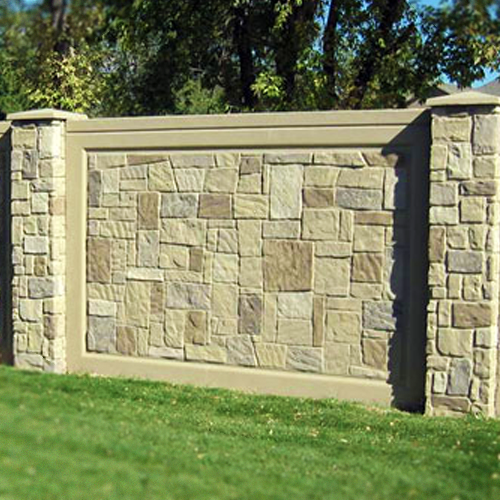 Precast concrete wall with stone appearance